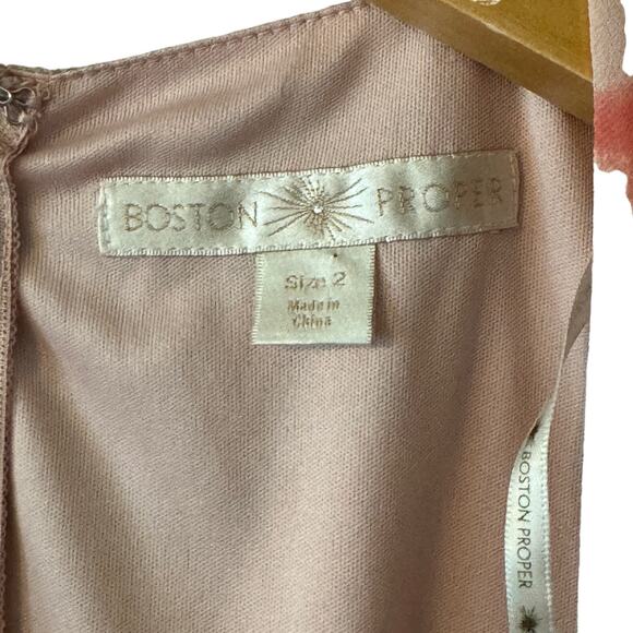 Boston Proper Waterfall Cap Sleeve Flowy Maxi Dress Pink Blue Green Womens 2 - Picture 4 of 10
